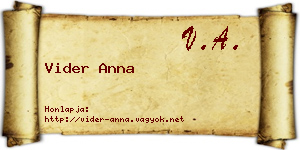 Vider Anna névjegykártya
